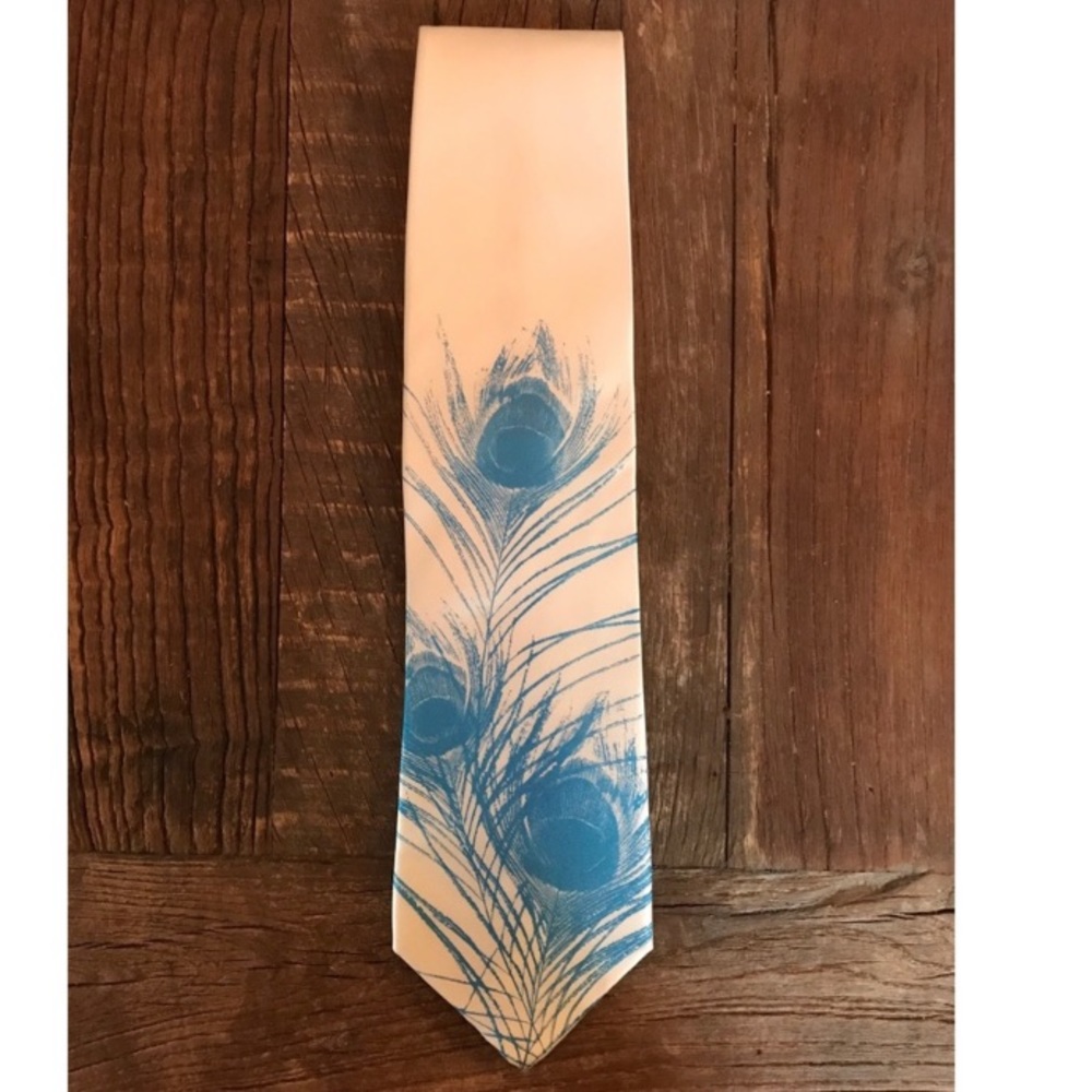 Brand New Cyberoptix Tie Lab Silk Tie Peacock Feather